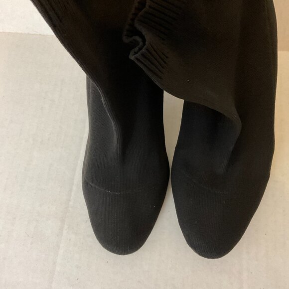 Lafayette 148 Booties 39 Black Knit Stretch Heels - Picture 6 of 10